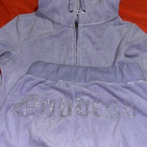 Purple Hoodie with Rhinestone 'Goddess' Design
